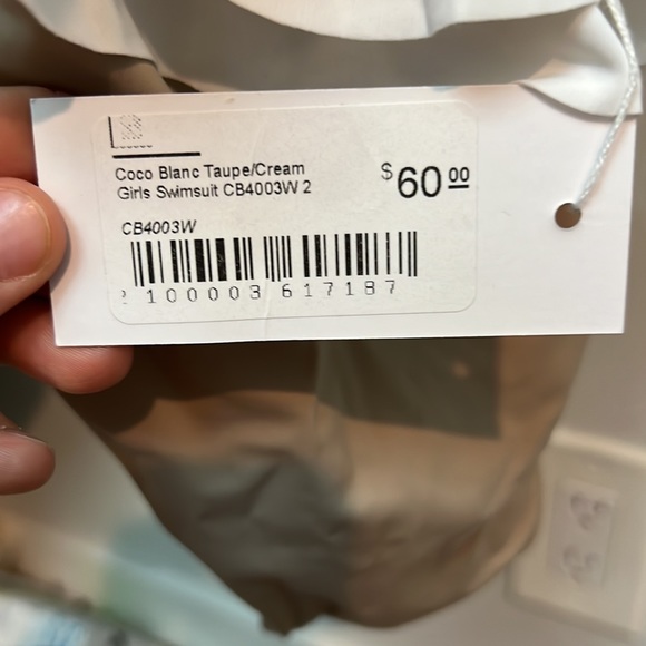 NWT Coco Blanc Taupe / Cream Girls Swim Suit 2T - Picture 6 of 6